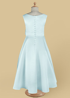 Azazie Lindy Flower Girl Dresses Sea Glass A-Line Pleated Matte Satin Dress image14