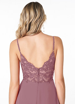 Azazie Lena Bridesmaid Dresses Vintage Mauve A-Line Lace Chiffon Dress image5