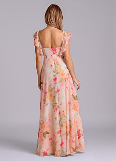 Azazie Leilani Bridesmaid Dresses Abstract Bouquet Floral A-Line Pleated Chiffon Dress image2
