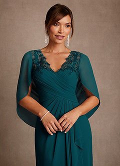 Azazie Santa Clara Mother of the Bride Dresses Pine A-Line Lace Dress image5