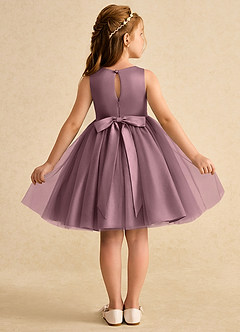 Azazie Prima Flower Girl Dresses Vintage Mauve A-Line Bow Tulle Dress image2