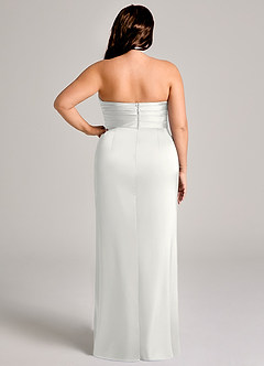 Azazie Jemma Bridesmaid Dresses White Sheath Pleated Stretch Satin Dress image12