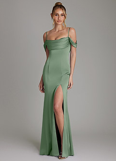 Azazie Nira Suknie dla druhen Syrena Gorset Satyna elastyczna Do ziemi Sukienka image5