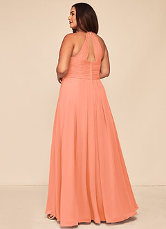 Azazie Ginger Bridesmaid Dresses Sunset A-Line Halter Pleated Chiffon Dress image2