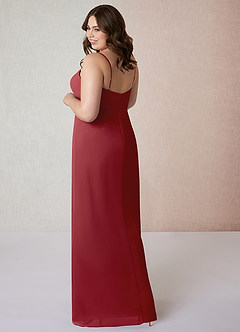 Azazie Tayla Final Sale Pomegranate Sheath Chiffon Dress image9