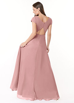 Azazie Hainsly Robes de demoiselle d'honneur Robe Trapèze en Mousseline de soie Encolure en Forme de Cœur Rose Poussiéreuse image4