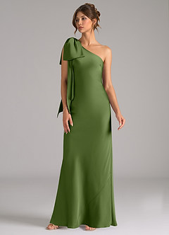 Azazie Capri Bridesmaid Dresses Juniper Mermaid One Shoulder Stretch Satin Dress image4