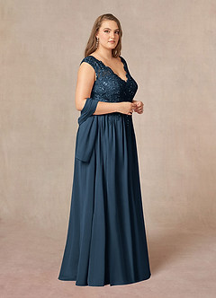 Azazie Amethyst Kleider für die Brautmutter A-Linie V-Hals Pailletten Chiffon Kleid Dunkelmarine image11