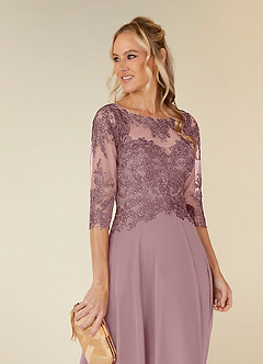 Azazie Monza Mother of the Bride Dresses Dusty Rose A-Line Lace Chiffon Dress image6