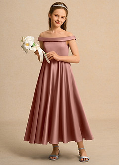 Azazie Teeny Girl Flower Girl Klänningar Klä A-Line i Matt satäng Plisserad image4