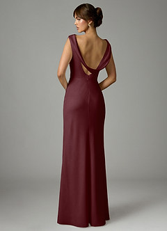 Azazie Kieryn Robes de demoiselle d'honneur Robe Sirène en Satin extensible Plissée Sangria image5