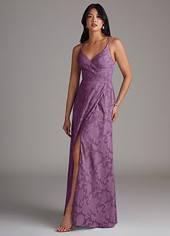 Azazie Davis Bridesmaid Dresses Wisteria A-Line Pleated Floral Burnout Dress image1