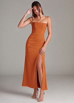 Azazie Leonis Bridesmaid Dresses Cinnamon Mermaid Strapless Chiffon Convertible Dress image1