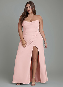 Azazie Johana Bridesmaid Dresses Powder Pink Mermaid Off the Shoulder Chiffon Convertible Dress image16