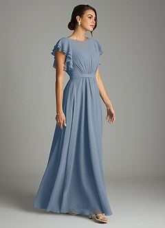Azazie Daphne Modest Bridesmaid Dresses A-Line Ruffled Chiffon Floor-Length Dress image4