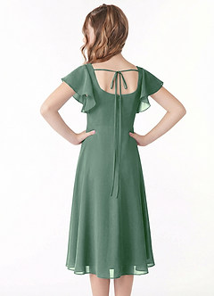 Azazie Bondi Junior Linia A Marszczony Szyfon Długość herbaty Młodsza druhna Sukienka image3