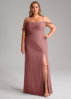 Azazie Saige Bridesmaid Dresses Desert Rose A-Line Off the Shoulder Chiffon Convertible Dress image13