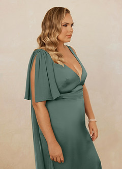 Christian Siriano Bridal for Azazie 1011 Bridesmaid Dresses Sea Moss Mermaid Bow Stretch Satin Dress image17