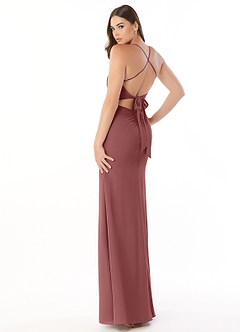 Azazie Aribella Bridesmaid Dresses Amethyst Sheath Ruched Chiffon Dress image4