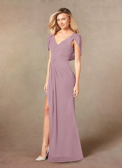 Azazie Luisa Abiti per la Madre della Sposa Abito Sirena in Maglia con Scollo a V a Pieghe Rosa Polverosa image3
