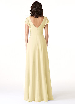 Azazie Omari Bridesmaid Dresses Lemon Sorbet A-Line Chiffon Dress image2