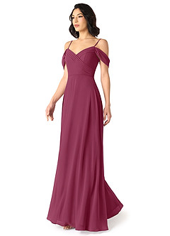 Azazie Tancie Jurken voor bruidsmeisjes Converteerbaar Jurk van Chiffon met A-Lijn Off the Shoulder Moerbei image3