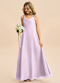 Azazie Elodie Junior A-linja Sifonki Lattian pituus Nuorempi morsiusneito Pukeutua image5