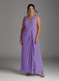 Azazie Manuella Mother of the Bride Dresses Tahiti A-Line V-Neck Pleated Chiffon Dress image11