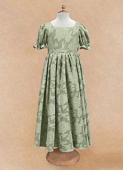 Azazie Joss vestidos de niña de las flores Vestido de Agave de Devorado Floral de Corte En A con Con mangas image4