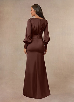 Azazie Petrina vestidos de madre de la novia Vestido de Expresado de Satén Elástico de Sirena con Plisado image3
