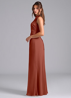 Azazie Evadne Bridesmaid Dresses Auburn A-Line Pleated Chiffon Dress image6