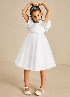 Azazie Kaeya Flower Girl Klänningar Klä A-Linje i Tyll Rosett image3
