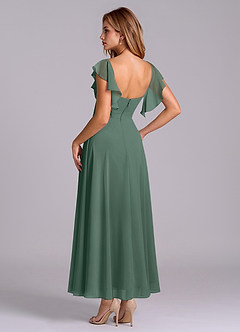 Azazie Leilani Bridesmaid Dresses Sea Moss A-Line Ruched Chiffon Dress image5
