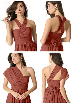 Azazie Olani Bridesmaid Dresses Auburn A-Line Off the Shoulder Chiffon Convertible Dress image8