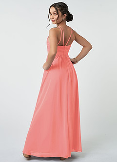 Azazie Leighton Junior Coral A-Line Pleated Chiffon Dress image5