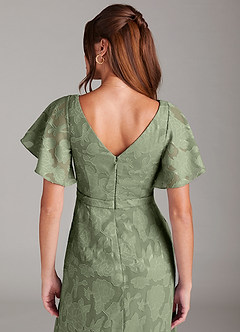 Azazie Ambrosia Bridesmaid Dresses Pistachio A-Line Pleated Floral Burnout Dress image2