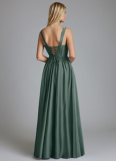 Azazie Delmie Abiti da Damigella Abito A-Line in Raso Elasticizzato Corsetto Muschio Marino image2