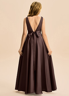 Azazie Gabby Junior Linia A Pofałdowany Satyna elastyczna Długość podłogi Młodsza druhna Sukienka image6