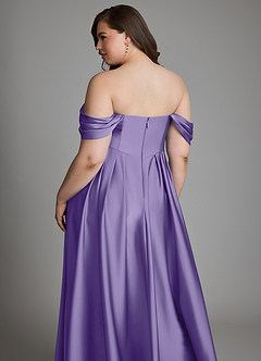 Azazie Loisa Robes de demoiselle d'honneur Robe Trapèze en Satin extensible Épaules dénudées Tahiti image16
