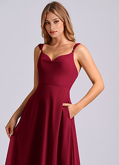 Azazie Beatrice Abiti da Damigella Abito A-Line in Chiffon Scollo a Cuore Borgogna image6