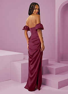 Barbie ♥ Azazie Vestidos de damas de honor Vestido de Mora de Satén Elástico de Corte Recto Convertible con Vestidos sin tirantes image2