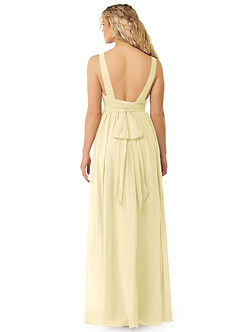 Azazie Kora Robes de demoiselle d'honneur Robe Trapèze en Mousseline de soie Plissée Sorbet Citron image4