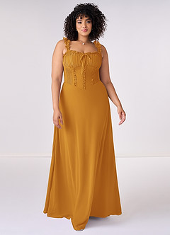 Barbie ♥ Azazie Bridesmaid Dresses Butterscotch A-Line Sweetheart Neckline Chiffon Dress image6