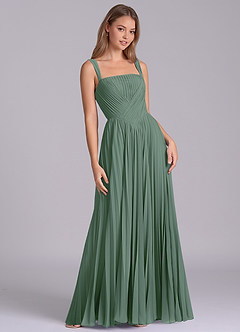 Azazie Mina Jurken voor bruidsmeisjes Jurk van Chiffon met A-Lijn Geplooid Eucalyptus image5