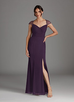Azazie Blanchett Mother of the Bride Dresses Plum Mermaid Sequins Chiffon Dress image2