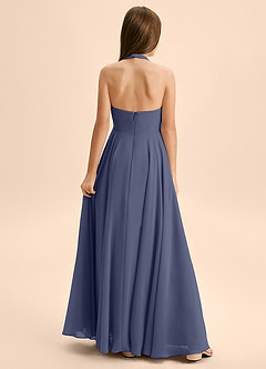 Azazie Kady Junior Robe Trapèze en Mousseline de soie Encolure en Forme de Cœur Bleu Orageux image2