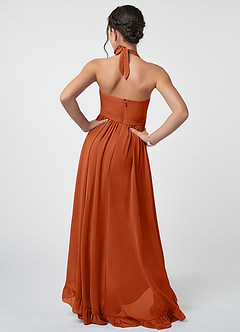 Azazie Hermione Junior Robe Trapèze en Mousseline de soie Orange Brûlée image3