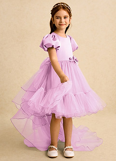 Azazie Cocoa Flower Girl Dresses Candy Pink Ball-Gown Pleated Tulle Dress image8