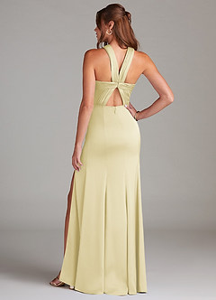 Azazie Rue Vestidos de damas de honor Vestido de Sorbete De Limón de Satén Elástico de Corte Sirena con Plisado image7