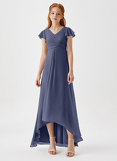 Azazie Breanne Junior Stormy A-Line Chiffon Dress image4